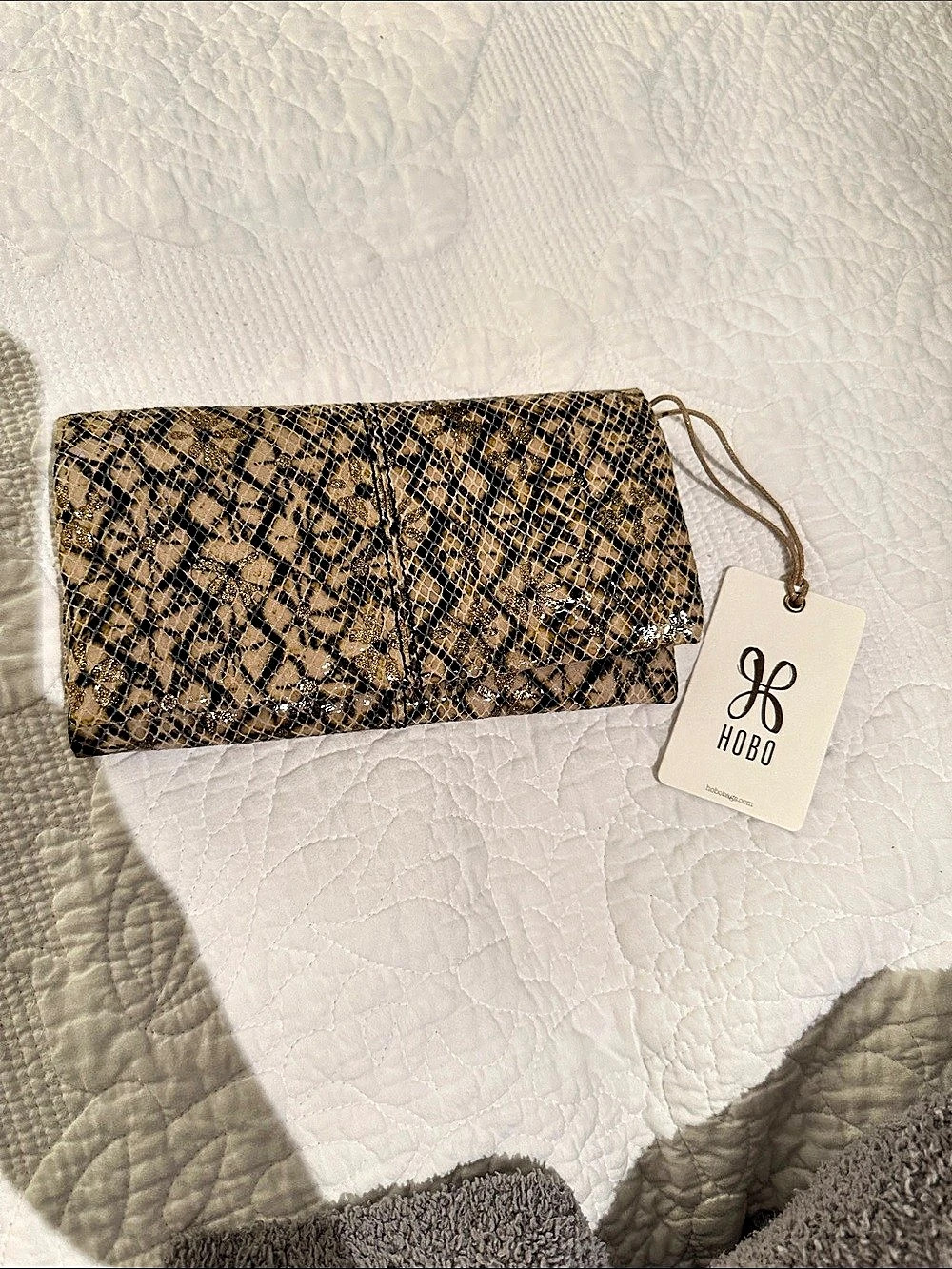 HOBO Lauren Clutch Wallet Leather Wristlet in Brown & Black NWT